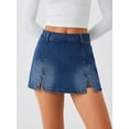 thumbnail image 5 of EMMIOL Women's Mid-Low Waisted Stretch Denim Mini Skort Y2K Casual Jean Skirt with Built-in Shorts, 5 of 7
