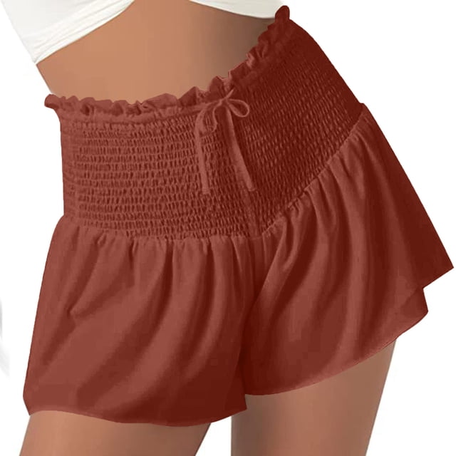 Pantalones Cortos Para Mujer Pantalones Cortos de Entrenamiento Pantalones de Yoga Cordón Casual Flowy Cintura Alta Spors Quick Dry Cute Beach Short Odeerbi ODB159203