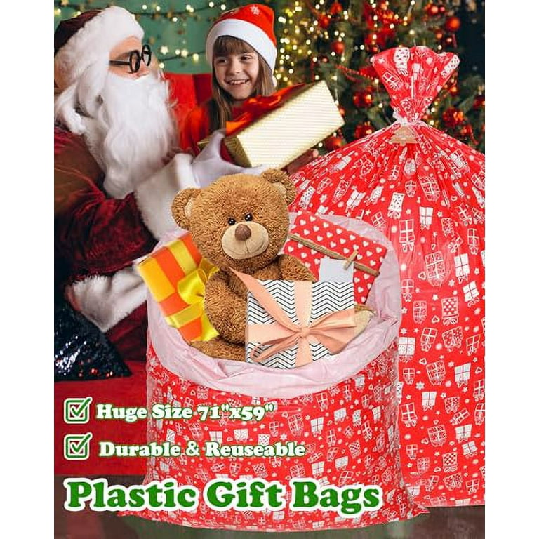 71 X59 Bike Gift Bags for Giant Gifts Extra Large Christmas Gift Bags for Presents Plastic Huge Big Red Gift Bags Jumbo Christmas Bags for Gifts Reusable Holiday Gift Bag for Bike Wrapping