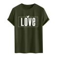 thumbnail image 4 of FAWUUDO Mens Casual Short Sleeve T Shirt Round Neck Simple Valentines Day Print Romantic Graphic Holiday Gift Top Tee Olive Green XL, 4 of 5