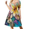 thumbnail image 1 of Vestido Plumeria de manga corta Vestido para niñas Vestido largo de mujer para fiesta de graduación, 1 of 7