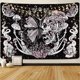 thumbnail image 1 of Tapiz hippie UBIUO con diseño de calavera, hongo, polilla, luna, estrellas, serpiente, para colgar en la pared (130 x 150 cm), 1 of 5