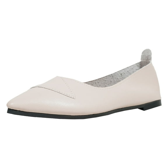 Sngxgn Women's Flat Shoes Comfortable Casual Ballet Single Shoes(Beige,39)