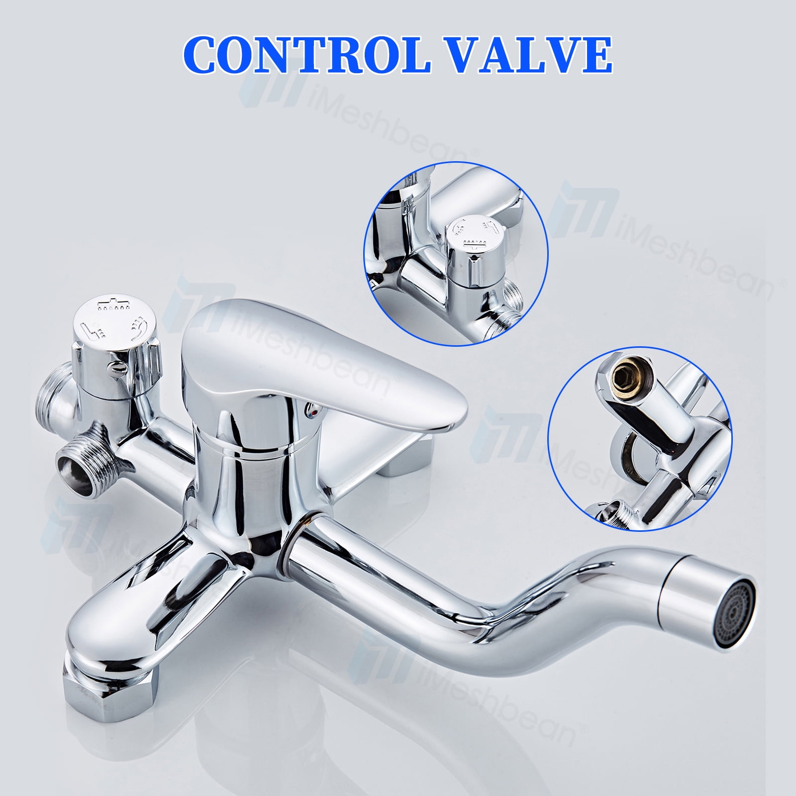 iMeshbean Luxury Shower Faucet Set Rainfall Shower Head Combo Set Wall Mounted Mixer Valve