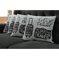 thumbnail image 5 of Ambesonne Adventure Throw Pillow Cover 4 Pack, Pack the Bags Travel, 20", Black White, 5 of 5