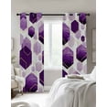 thumbnail image 3 of Fsddascl Purple Geometric Blackout Curtains for Bedroom/Living Room, Thermal Insulated Kitchen Curtains, Gold White Hexagon Modern Grommet Darkening Window Treatment Drapes 27.5"x39"x2, 3 of 8