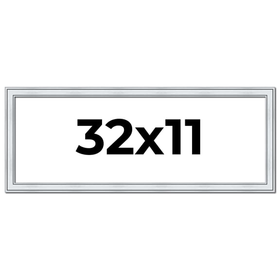 32x11 Frame Sterling Silver Solid Wood Picture Frame | 1.25 Inch Moulding Width | 0.75 Inch