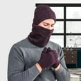 thumbnail image 4 of ievspot 1 Pcs Men Winter Beanie Hat Scarf Touchscreen Gloves Set Beanie Gloves Neck Warmer Set with Warm Knit Lined, 4 of 8