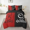 thumbnail image 2 of King And Queen Couple Queen Comforter Set 7 Piece For Men Women,Red Black White Crown Bedding Set Mr Mrs His Her Bed In A Bag Romantic Valentine'S Day Gifts Sheet Set With Comforter, 2 of 5