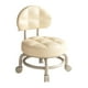 thumbnail image 3 of Taburete rodante redondo bajo con polea, asiento rodante, taburete corto con respaldo para beige, 3 of 9