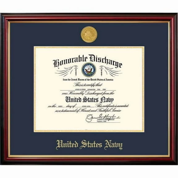 Campus Images NADPT001 8.5 x 11 in. Patriot Frames Navy Discharge Petite Mahogany Frame with Gold Medallion