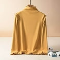 thumbnail image 2 of Dasayo Tops for Teachers Thermal Long Sleeve Winter Yellow Undershirts Warm Turtleneck Ruffle Women's T-Shirts XL, 2 of 9