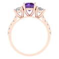 thumbnail image 4 of Three-Stone Engagement Ring for Women - 1.97ct Natural Amethyst in 18K Rose Gold Promise Ring, 4 of 6
