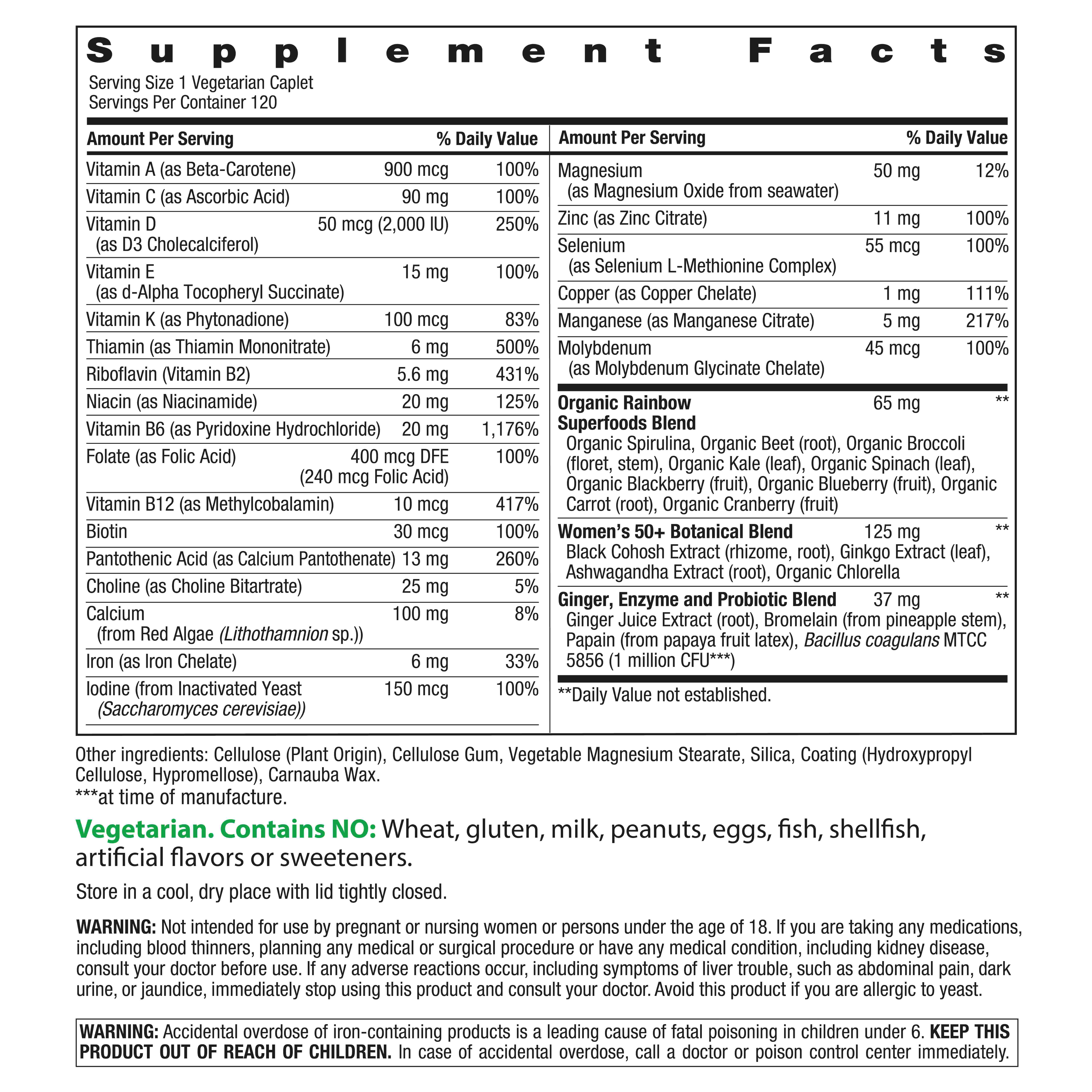 Women's 50 Plus Multivitamin | 120 Caplets | by Rainbow Light
