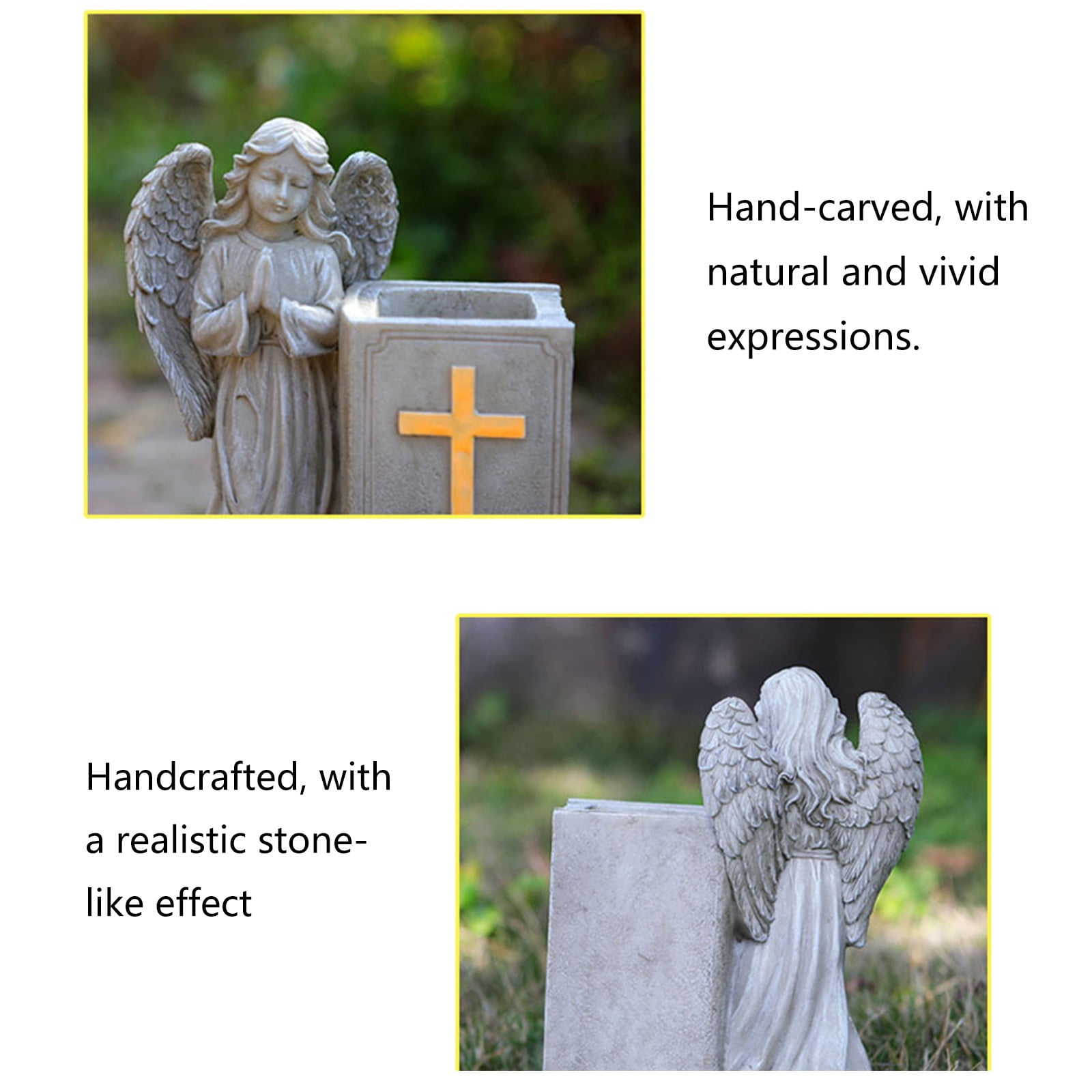 COOLHOOD Angell Statue Garden Decors Fluorescent Angell Figurine Praying Angles Gardens Memorial Sculpture Angles Sculptures