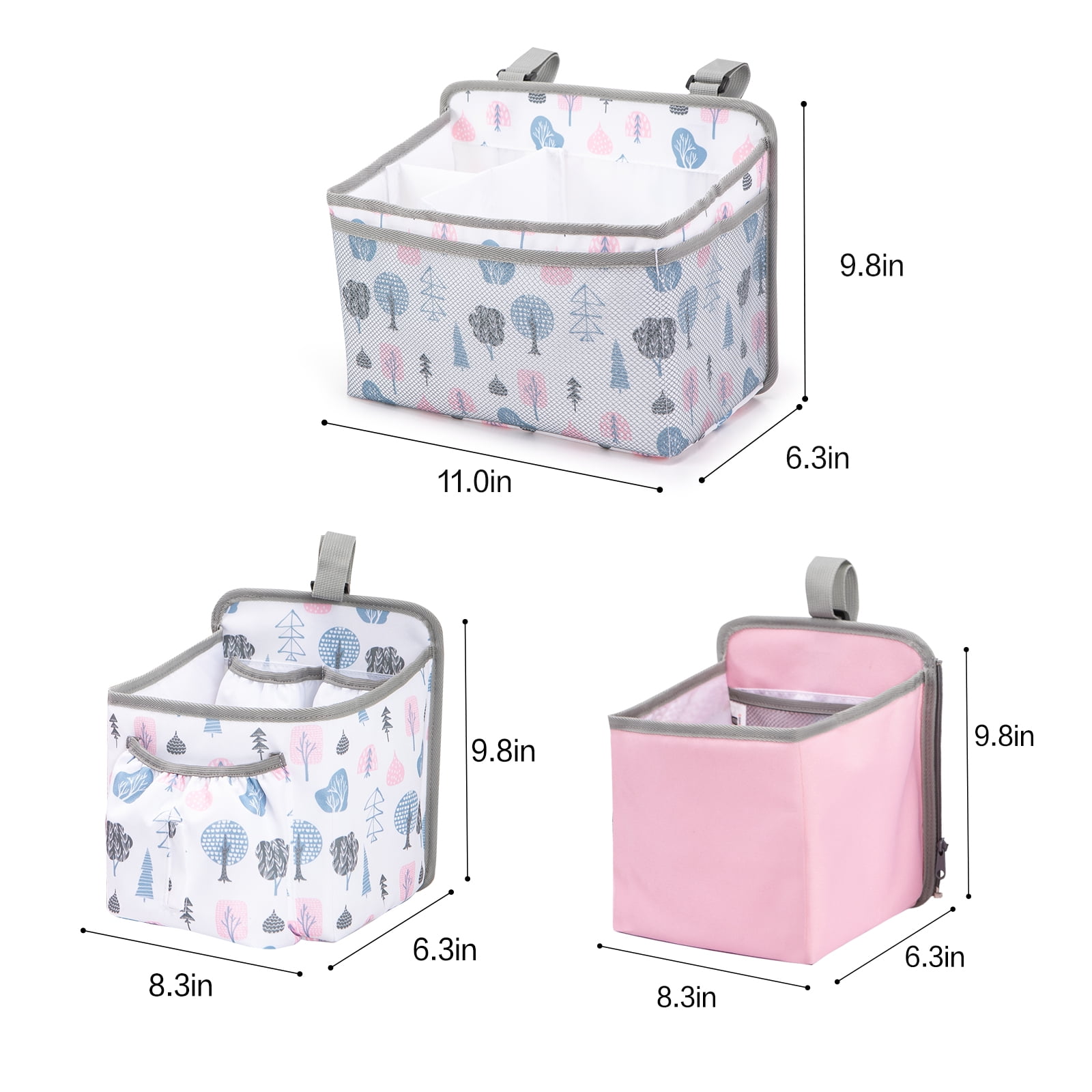 Baby Stroller Organizer Bag Bedside Caddy Diaper Storage Bin Hanging Storage Bag for Baby Bed/Baby Cart