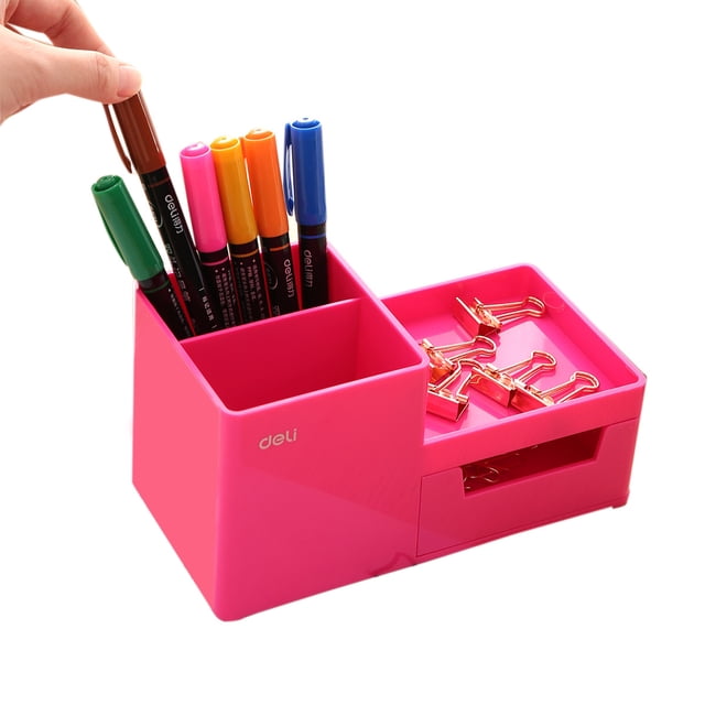 Organizador de Escritorio Deli Rio Rosa con Cajón para Plumas y Plumones