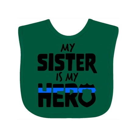 

Inktastic My Sister is my Hero Police Officer Family Gift Baby Boy or Baby Girl Bib