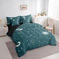 thumbnail image 3 of jejeloiu Galaxy Starry Sky 7-Piece Bedding Comforter Set,Constellation Pattern King Bedding Sets,Green White Bed Sheets For Girls Kids,Microfiber Bedroom Decor Reversible, 3 of 8