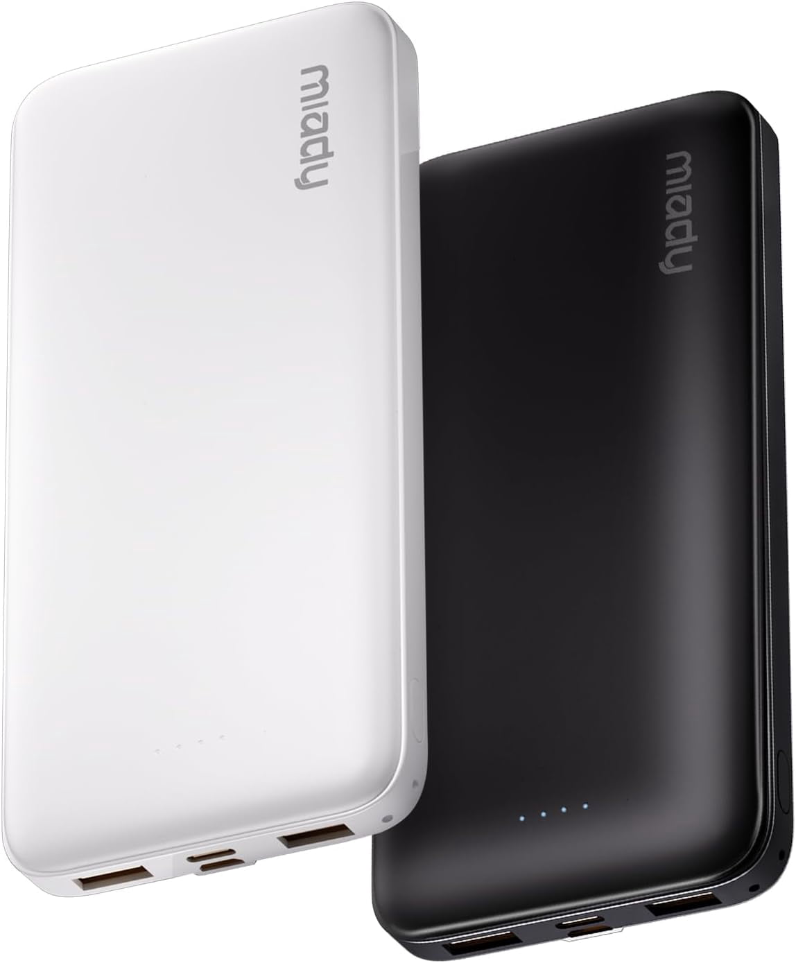 MHAWBL-2-Pack Portable Charger, Slim 10000mAh Power Bank Travel Battery Pack 3 Outputs 2 Inputs Compatible with iPhone 17/16/15/14/13 Galaxy S24/22 iPad Android etc (Black+White)