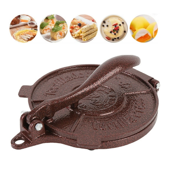 Manual Tortilla Press, Sturdy Bottom Dough Press Portable Handle Cast Iron for Making Pie Pancake