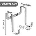 thumbnail image 3 of Over Cabinet Door Hook & Wardrobe Door Hook, Stainless Steel Hanging Hooks for Towels Bags Clothes, Bathroom Door Hooks for Towels, Kitchen Cabinet, 2.75×2.24×0.98" Dorm Room Hangers, Silver-5Pcs, 3 of 7