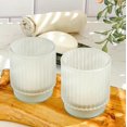 thumbnail image 3 of czcpp-Vintage Ribbed Frosted Glass Tealight Votive Candle Holders by (Set of 6), Rustic Decor, Boho Decor, Shelf Decoration, Classic Look | Perfect Hostess Gift, 3 of 4