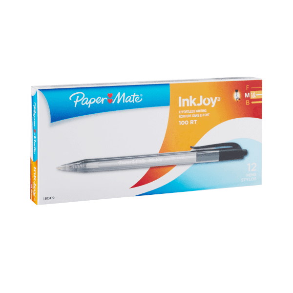 Paper Mate® InkJoy 100 RT Pens, Medium Point, 1.0 mm, Translucent Black