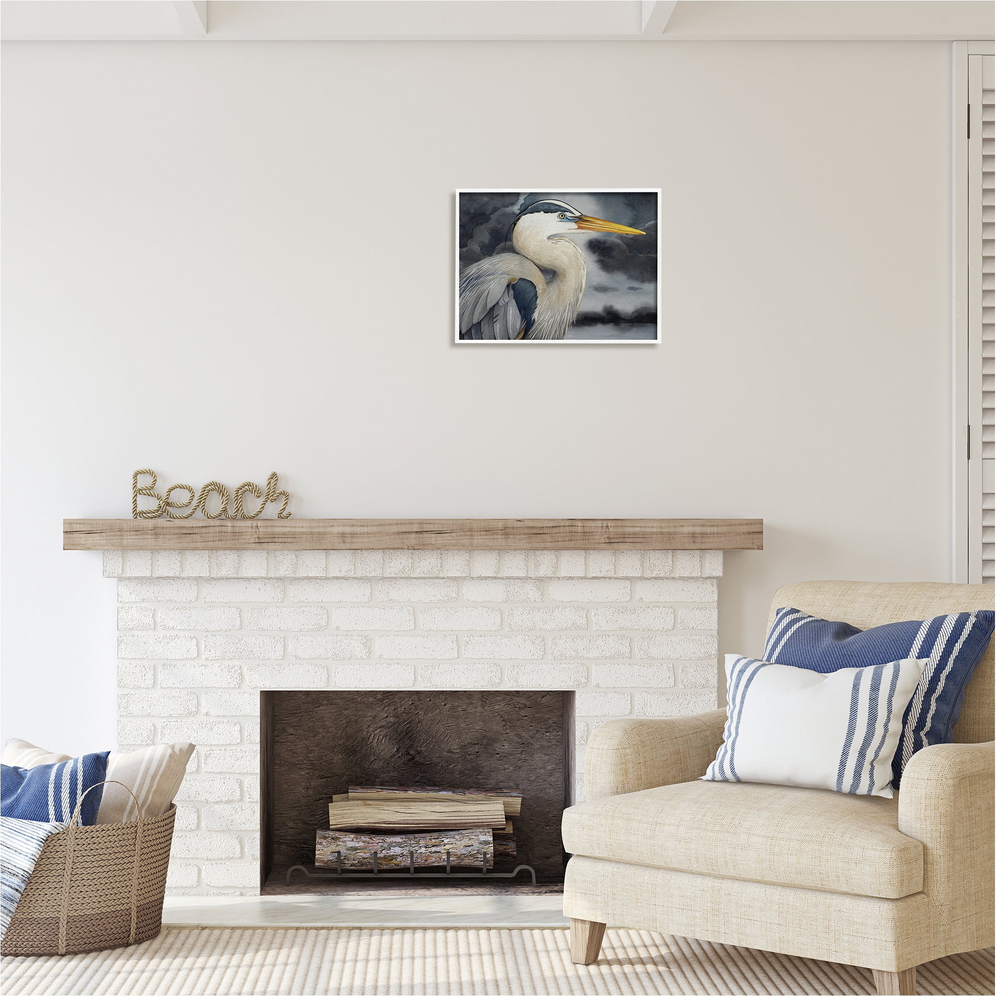 Stupell Industries Grey Heron Portrait Animals & Insects Painting White Framed Art Print Wall Art, 20 x 16