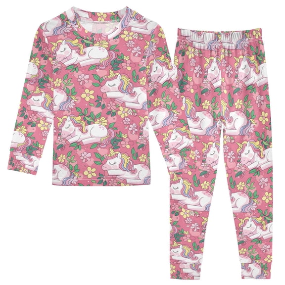 Christmas Pajamas Unicorn Flower Cute Comfortable Cotton Two-piece Christmas Pajamas Set