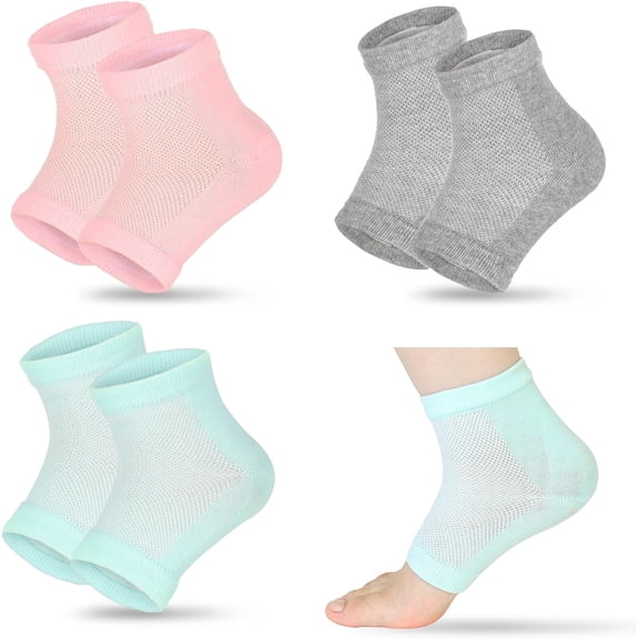 SONGAUN 3 Pairs Moisturizing Socks Gel Aloe Heel Socks Open Toe Gel Spa Socks Ventilate Socks for Dry Cracked Heels
