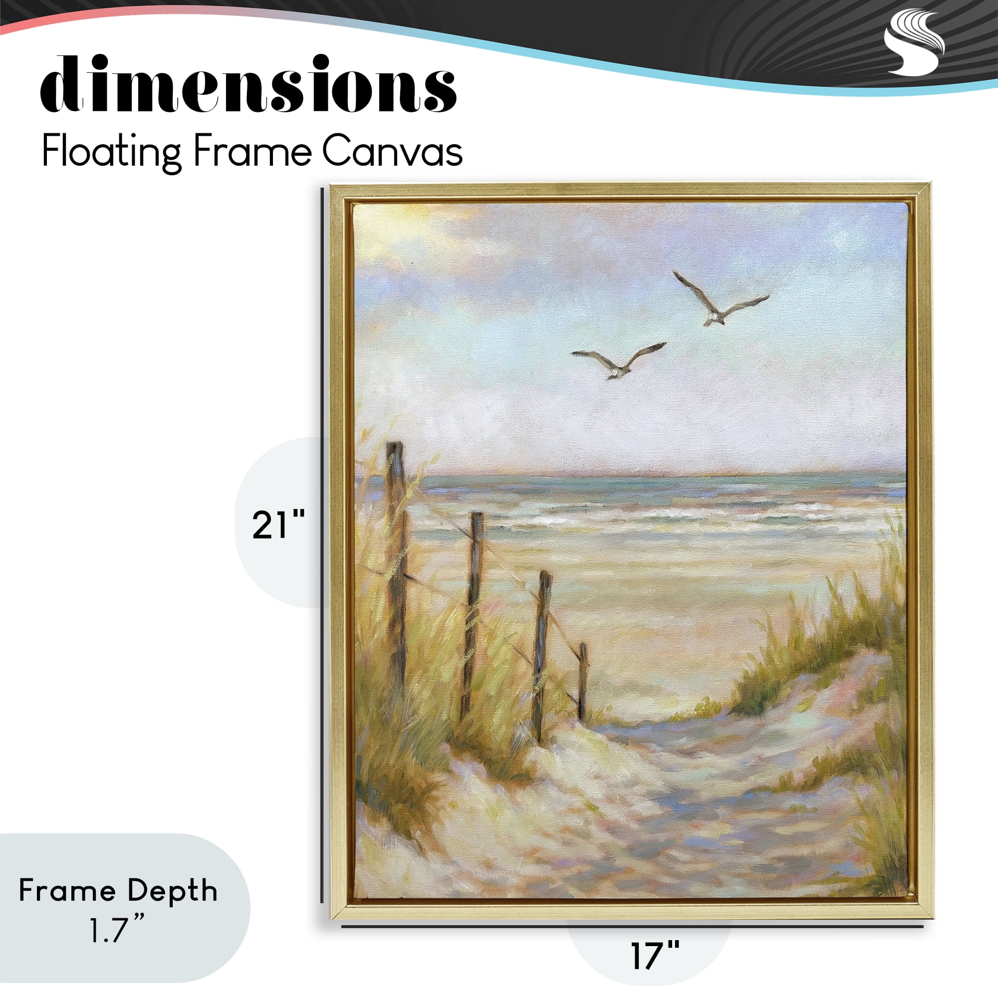 Stupell Industries Tranquility Beach Coastal Path Gold Framed Floater Canvas Wall Art, design by Linda Sperruzzi