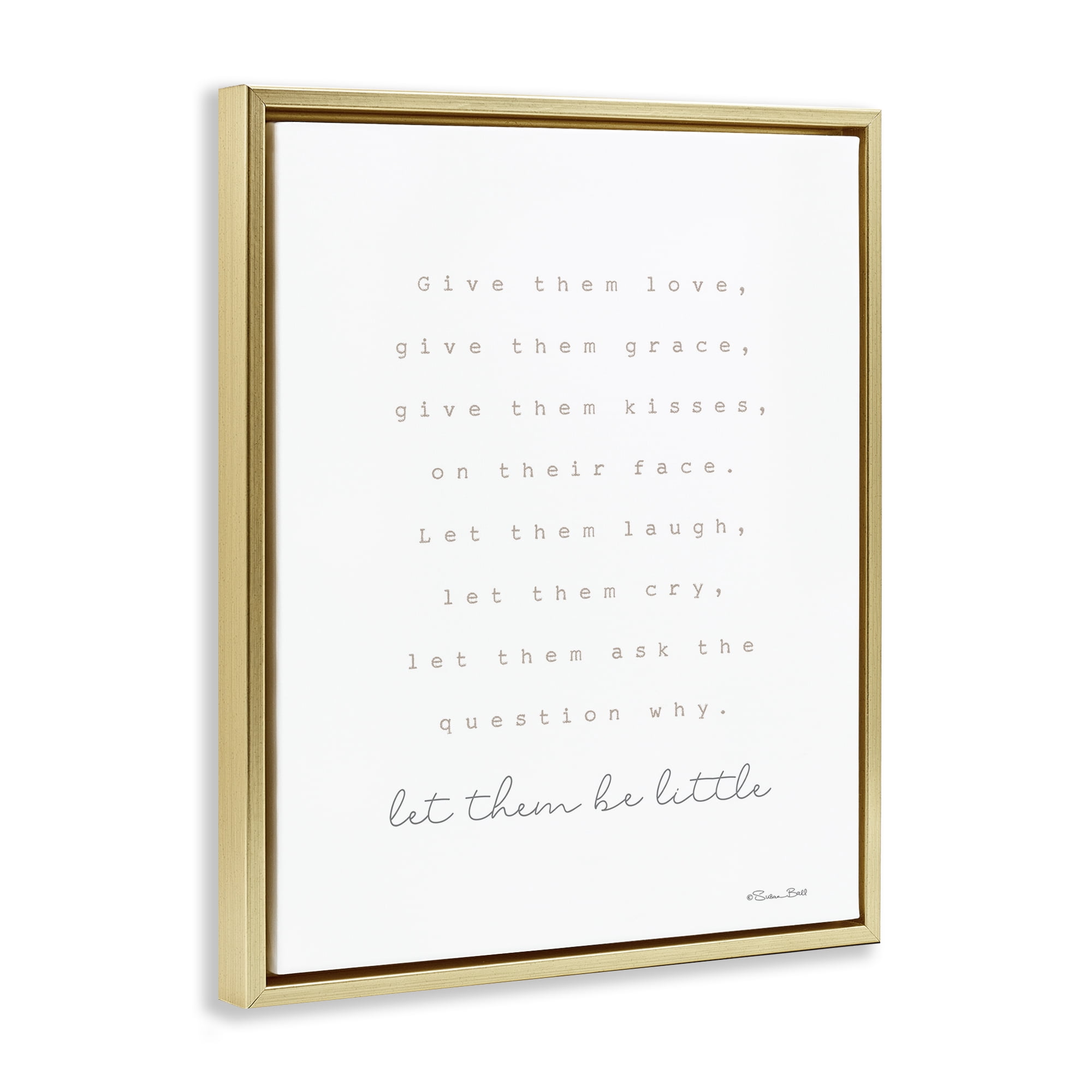 Stupell Industries Let Them Be Little Typography Painting Gold Floater Framed Art Print Wall Art, 17 x 21