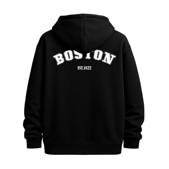 Boston Hoodie sweatshirt new year mens funny hoodies black Casual Classic Design Pullover Hooded Sweatshirt Streetwear For Winter Fall, As Gift casual funny color