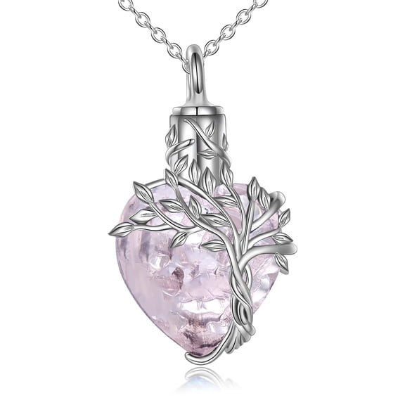 WINNICACA Pink Urn Necklace for Ashes Sterling Silver Cremation Jewelry Crystal Funnel Filler Memorial Birthday Anniversary Mothers Day Gifts for Women