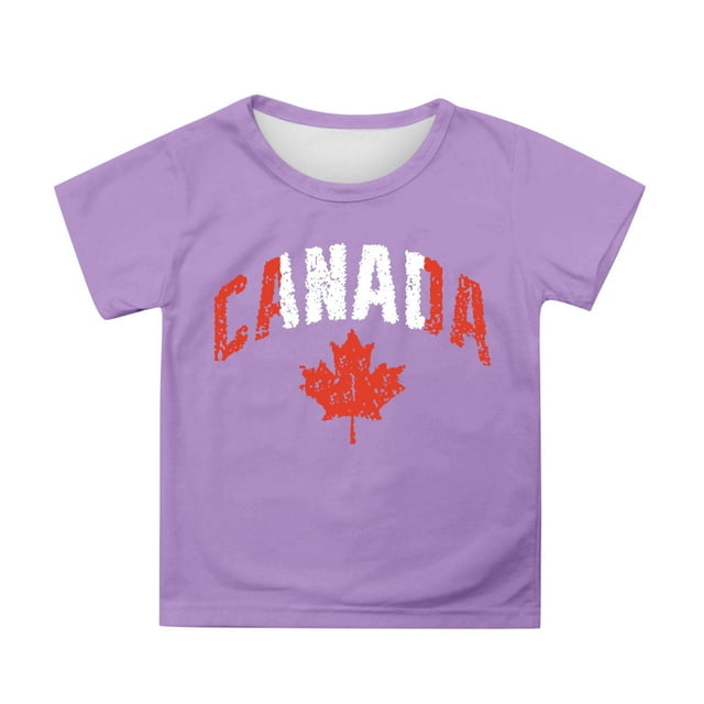 GDREDA Canada T-Shirts à Imprimé Drapeau Canada Day T-Shirt à Manches Courtes pour Filles T-Shirt d'Été à Col Rond Coupe Décontractée T-Shirts Basiques