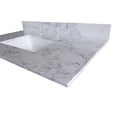 thumbnail image 3 of Montary 49x22" bathroom stone vanity top engineered stone carrara white marble color with rectangle undermount ceramic sink and faucet hole with back splash, 3 of 10