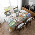thumbnail image 4 of Spring Easter Rectangle Tablecloth, Bunny Eggs Floral Leaves Farm Wooden Grain Waterproof & StainResistant Tablecloth, Washable Oil-proof Table Cover for Dining/Party/Wedding/Camping/Buffet 60x102 In, 4 of 9