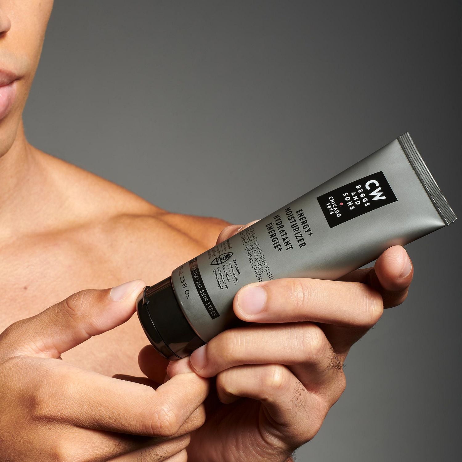 CW Beggs and Sons Energy+ Moisturizer, Light and fast absorbing, 75 mL