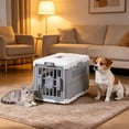 thumbnail image 5 of HOARBOEG Foldable Pet Carrier Crate Portable Collapsible Cat Dog Travel Kennel Airline Cargo Car Outdoor Cage Gray, 5 of 6