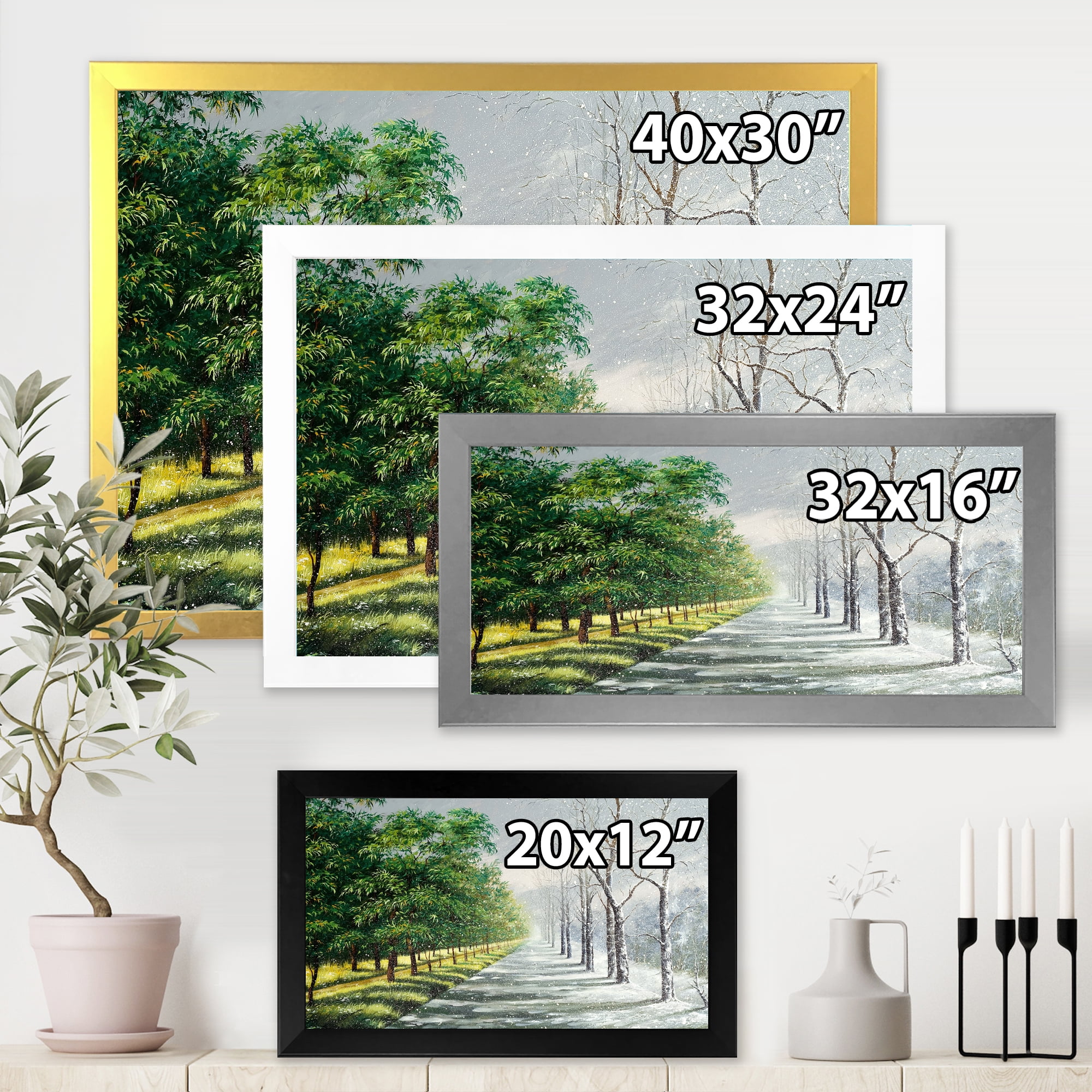 Designart 'Summer and Winter United' Country Framed Art Print