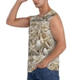 thumbnail image 3 of Lsque Starfish and Sea Shells Print Men's Cotton Blend Sleeveless Muscle Shirts (S-3XL)- Moisture Wicking, Odor Protection, UPF 30+,X-Large, 3 of 8