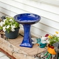 thumbnail image 4 of Sunnydaze Nantes Freestanding Ceramic Outdoor Bird Bath, UV-Resistant Blue Finish, 4 of 10