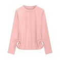 thumbnail image 4 of TTUHYWXI Girls Long Sleeve Shirts Ruched Knot Side Tunic Blouse Tee Tops (Pink, 9-10 Years), 4 of 7