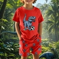 thumbnail image 1 of Pyjamas d'Été pour Garçons, Ensemble de Pyjama Décontracté avec T-Shirt Imprimé Dinosaure et Shorts, Rouge 9 Ans-10 Ans, 1 of 6