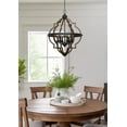 thumbnail image 3 of Kira Home Capistrano 28" Geometric Chandelier, Wood Grain Metal, Mid Century Quatrefoil Globe Lantern, Walnut Wood, 3 of 7
