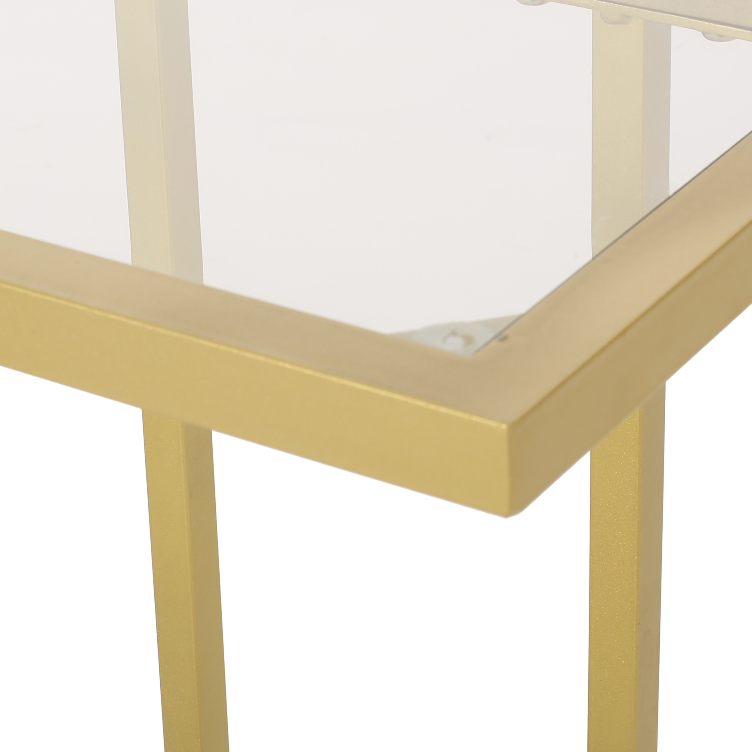Euroco Modern End Table, Side Table Nightstand with Glass Tabletop & Gold Metal Frame for Small Space,Living Room, Bedroom