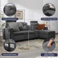 thumbnail image 6 of ZAFLY Convertible Sectional Couch, L Shaped Sofa with Storage Chaise, Modern Sectional Sofa with Cup Holders and Neck Pillows, Reversible Sectional Couch for Living Room, Dark Grey, 6 of 8