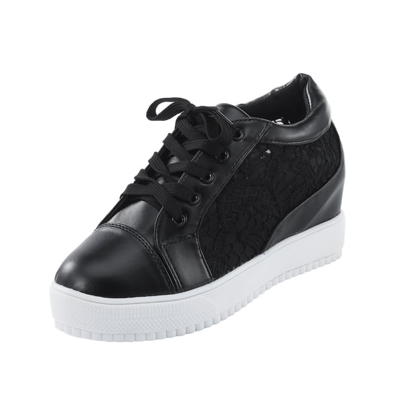 Mostsola Platform Wedge Sneakers for Women Lace up Hidden Wedge High Top Lace Mesh Walking Shoes