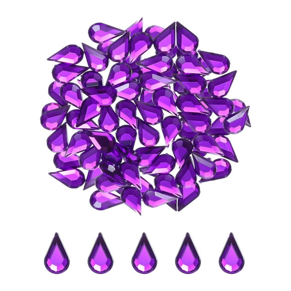 100PCS Flat Back Acrylic Teardrop Gems 6x10mm Artificial Rhinestones DIY Crafts Bead Jewelry Making Deep Purple